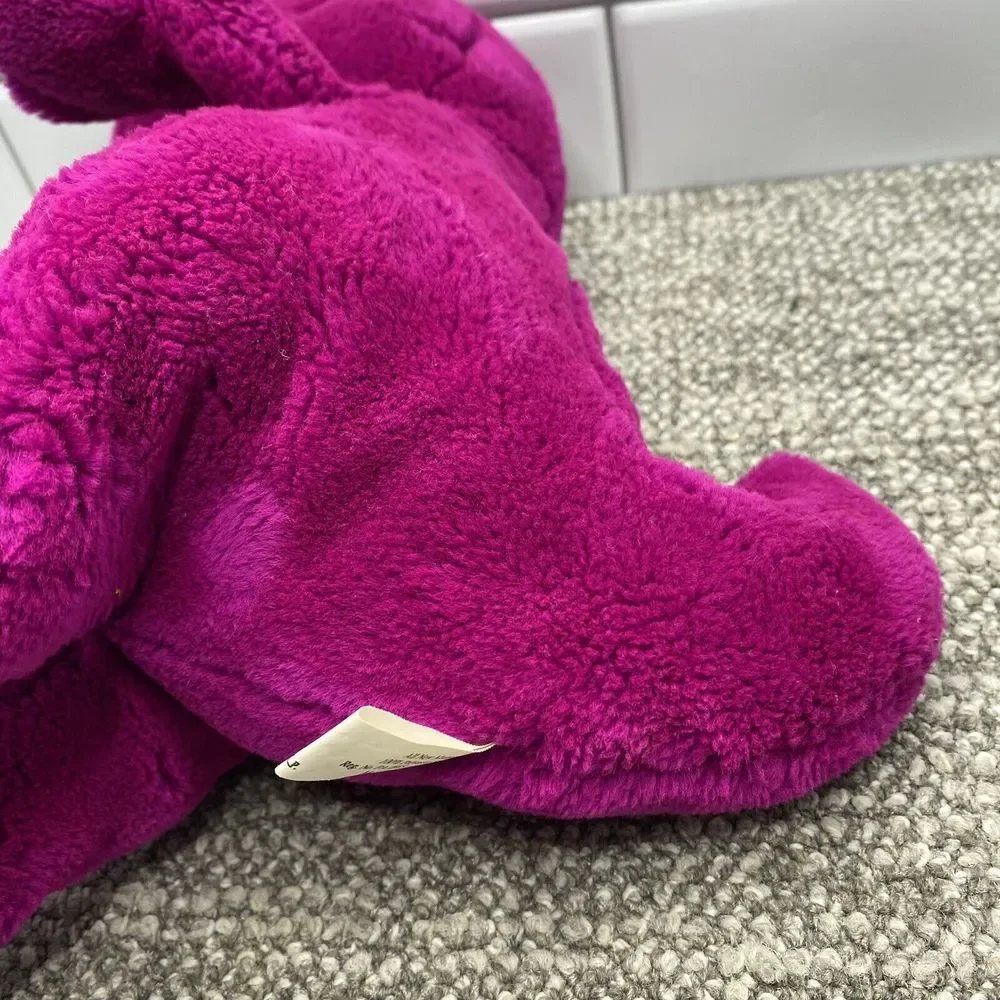 1992 Barney Plush‎ VTG Purple green Foot Embroidered BARNEY Tush Tag Attached